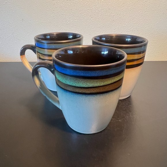 Set of 3 PFALTZGRAFF Galaxy Blue Handcrafted Stoneware Mugs with Reactive Glaze - Picture 2 of 8